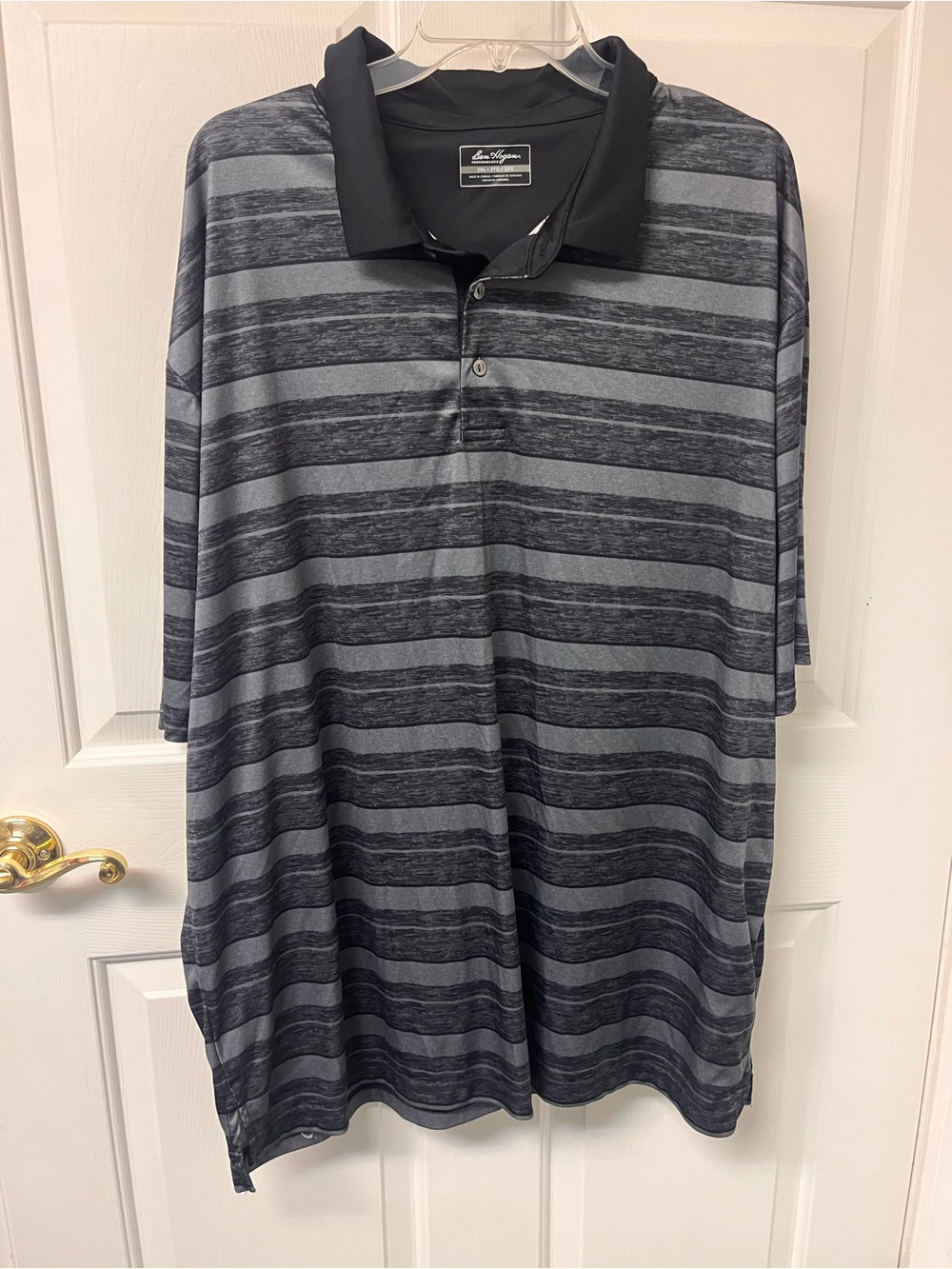 Hogan Men’s Gray and Black Striped Polo